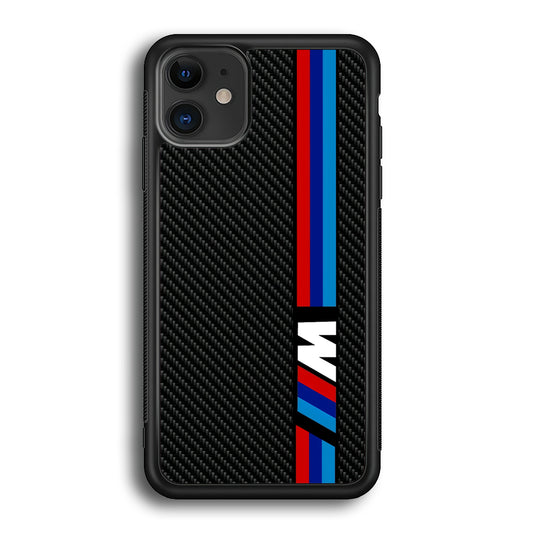 BMW M Carbon Tricolor Stripes iPhone 12 Case | Slim Rubber Case for iPhone 12