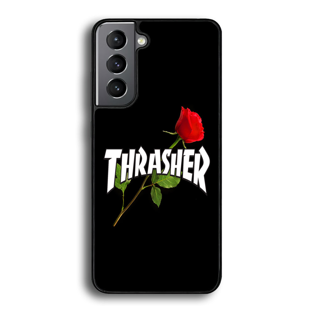 Thrasher Black Rose Flower Samsung Galaxy S24 Plus Case | Slim Rubber Case for Samsung Galaxy S24 Plus