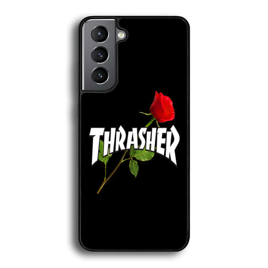 Thrasher Black Rose Flower Samsung Galaxy S24 Plus Case | Slim Rubber Case for Samsung Galaxy S24 Plus