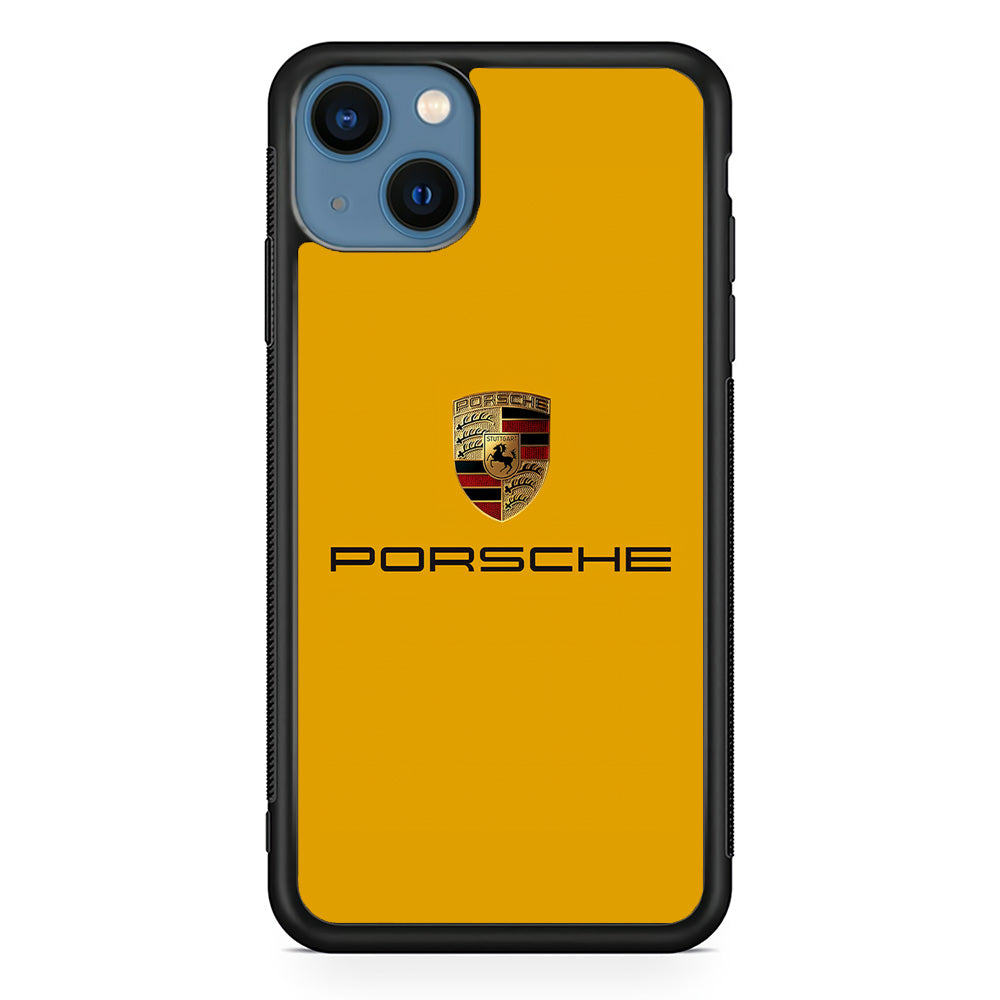 Porsche Car Logo Yellow iPhone 15 Case | Slim Rubber Case for iPhone 15