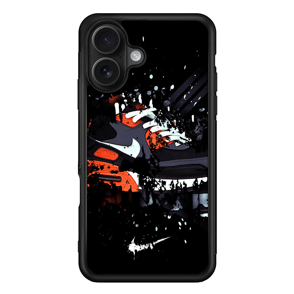 Nike Black Ink Splash iPhone 16 Case - Oxvistore