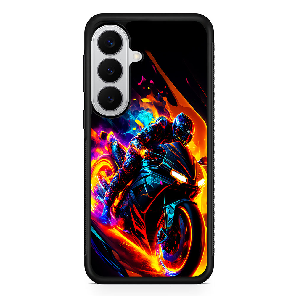 The Neon Cyber Ride Motorbike Samsung Galaxy S26 Case | Protective Rubber Cover