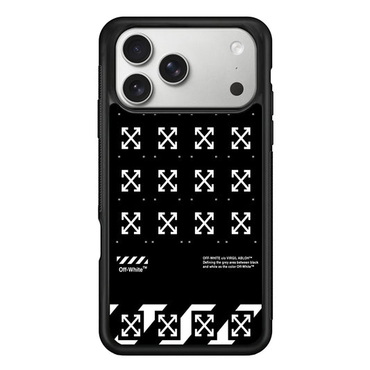 Off White Logo Black Pattern iPhone 17 Pro Case | Slim Rubber Case for iPhone 17 Pro