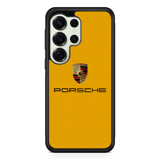 Porsche Car Logo Yellow Samsung Galaxy S25 Ultra Case | Slim Rubber Case for Samsung Galaxy S25 Ultra