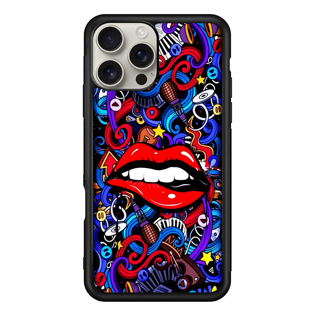 Lips Love Music Graffiti iPhone 16 Pro Max Case | Stylish Protective Case for iPhone 16 Pro Max
