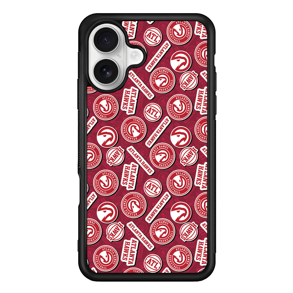 Atlanta Hawks Pattern iPhone 16 Plus Case | Durable Protective Rubber Cover