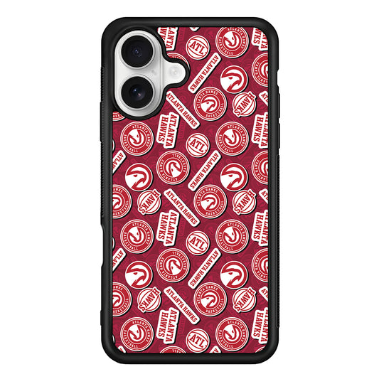 Atlanta Hawks Pattern iPhone 16 Plus Case | Durable Protective Rubber Cover