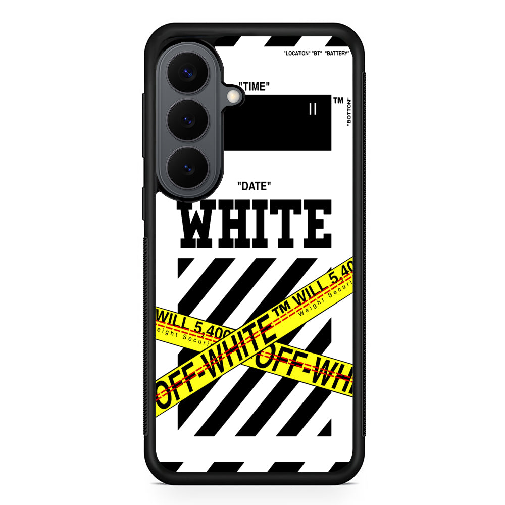 Off White Warning Line Samsung Galaxy S26 Plus Case | Slim Rubber Case for Samsung Galaxy S26 Plus