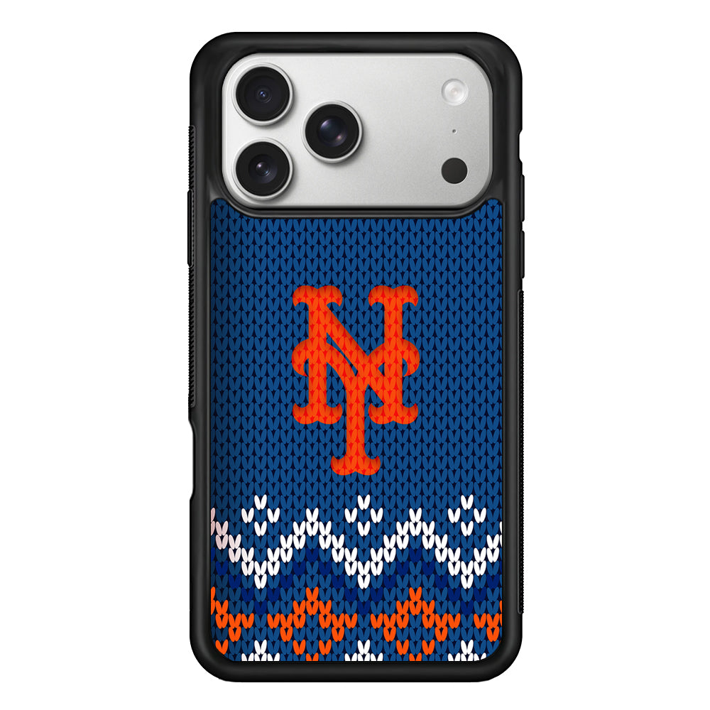New York Mets Pattern iPhone 17 Pro Case | Slim Rubber Case for iPhone 17 Pro