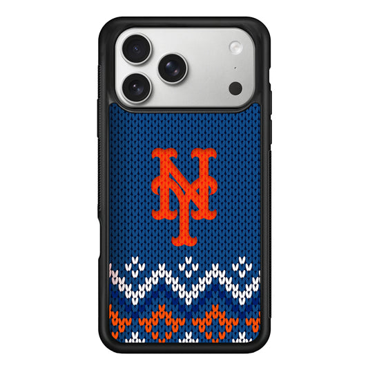 New York Mets Pattern iPhone 17 Pro Case | Slim Rubber Case for iPhone 17 Pro