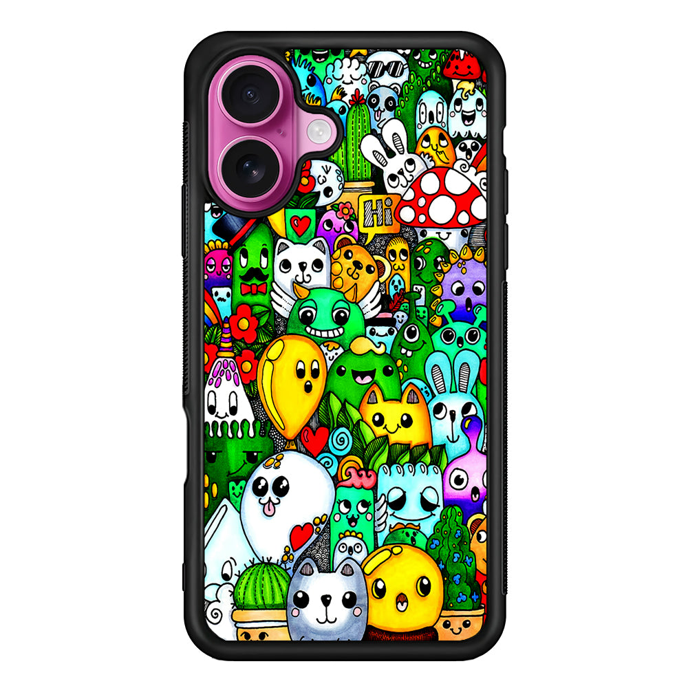 Cute Doodle Art Colorful iPhone 17 Case | Slim Protective Rubber Phone Cover