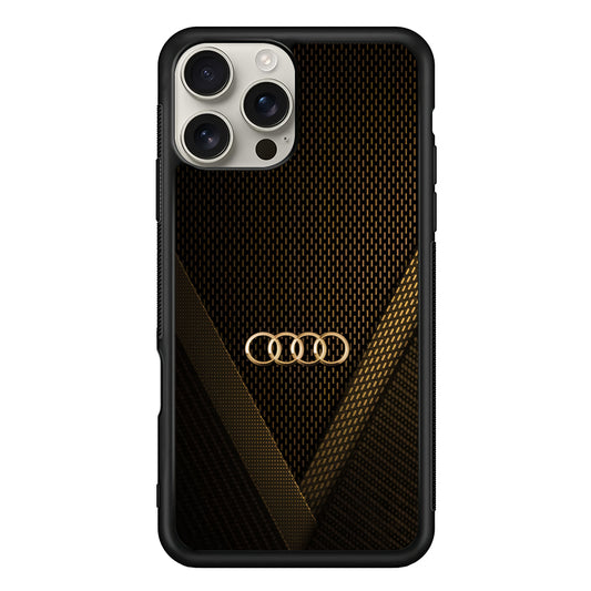 Audi Logo Gold Against a Dark iPhone 16 Pro Max Case | Slim Rubber Case for iPhone 16 Pro Max
