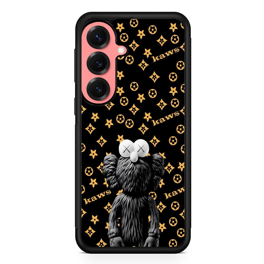 Louis Vuitton X Kaws Black Background Samsung Galaxy S25 Case | Slim Rubber Case for Samsung Galaxy S25