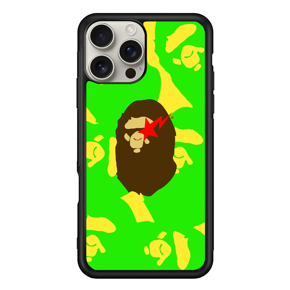 Bape Green Screen iPhone 16 Pro Max Case | Slim Rubber Case for iPhone 16 Pro Max