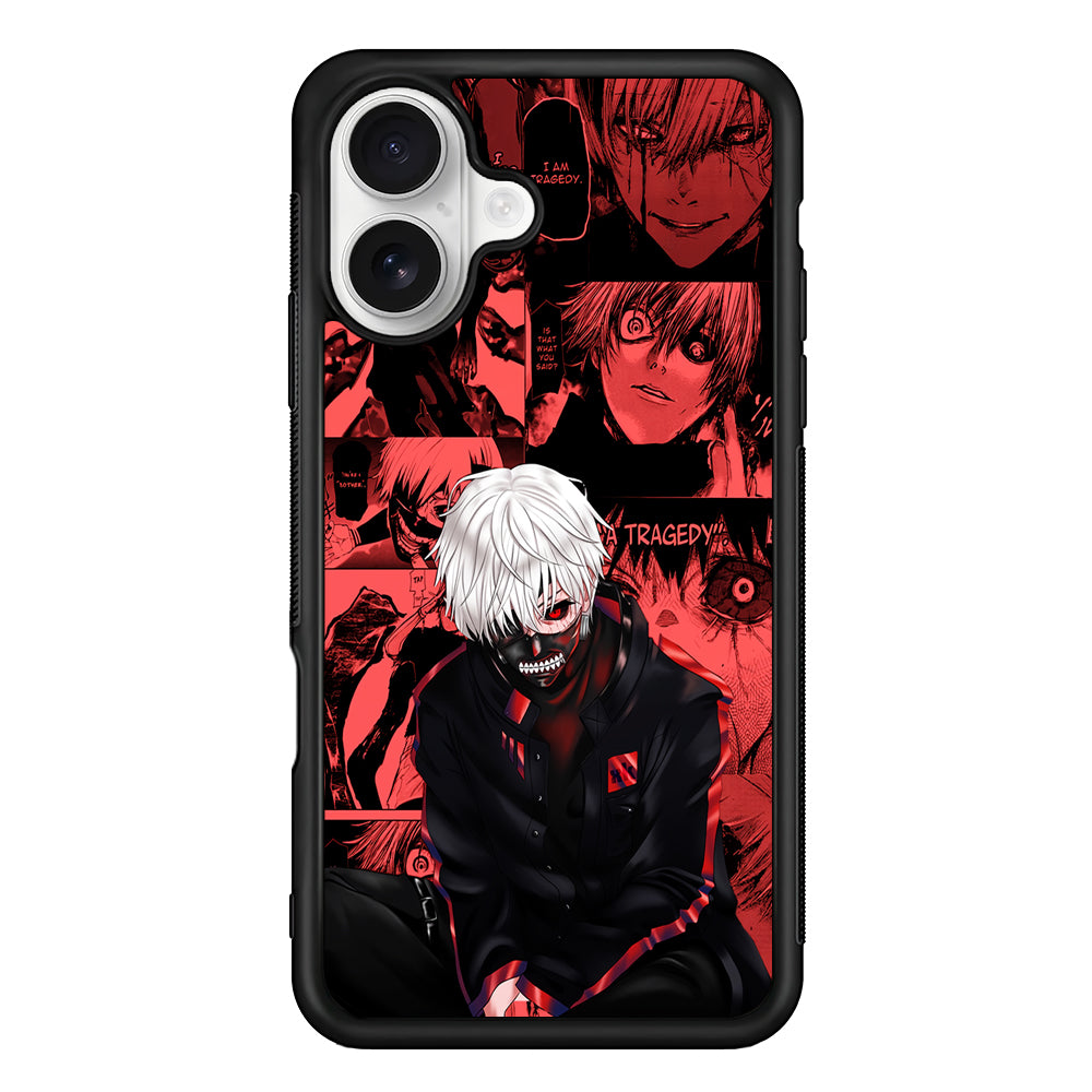 Kaneki Tokyo Ghoul Comic iPhone 16 Plus Case | Durable Protective Rubber Cover