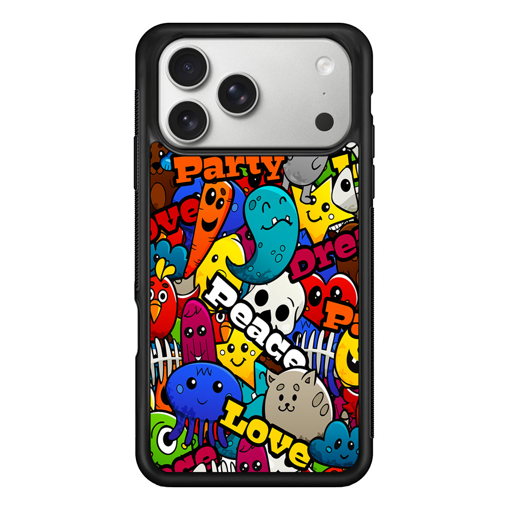 Graffiti Cartoon Abstract Doodle iPhone 17 Pro Case | Slim Rubber Case for iPhone 17 Pro