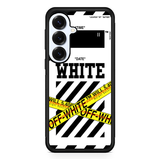 Off White Warning Line Samsung Galaxy S25 Plus Case | Slim Rubber Case for Samsung Galaxy S25 Plus