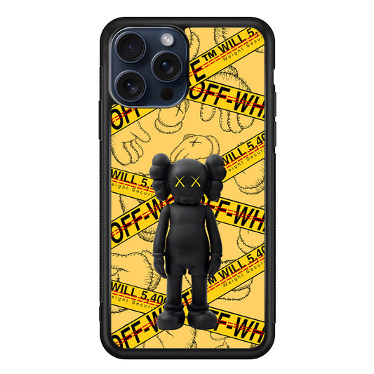 Kaws x Off White Yellow Belt iPhone 15 Pro Max Case | Slim Rubber Case for iPhone 15 Pro Max