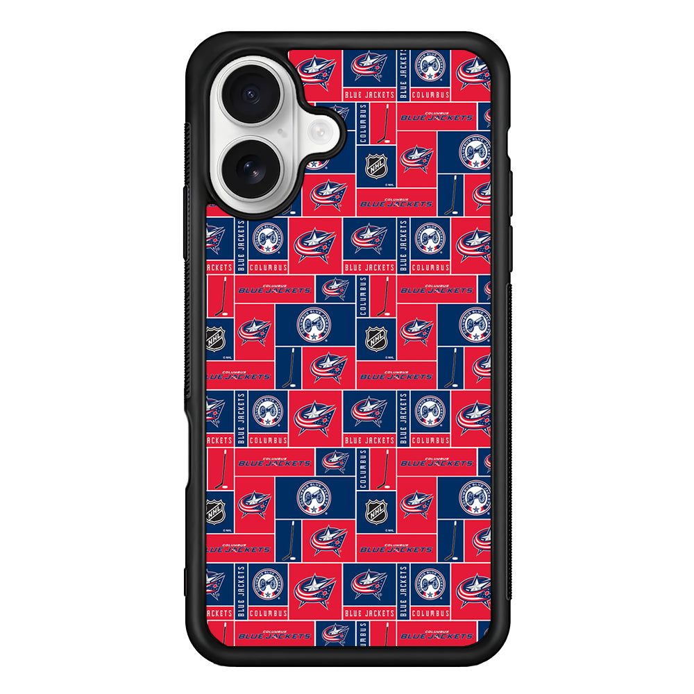 Columbus Blue Jackets Pattern iPhone 16 Plus Case | Durable Protective Rubber Cover