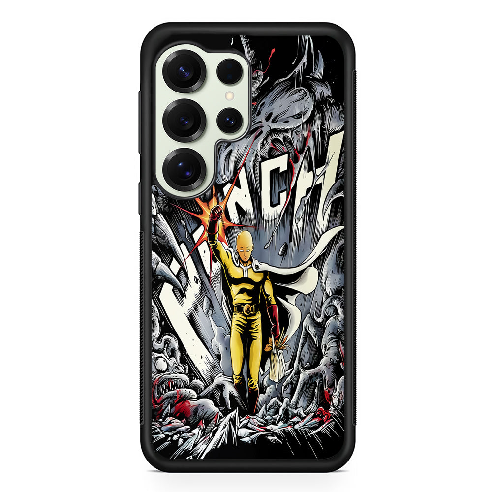 Saitama Hits The Monsters Samsung Galaxy S25 Ultra Case | Durable Rubber Case for Samsung Galaxy S25 Ultra