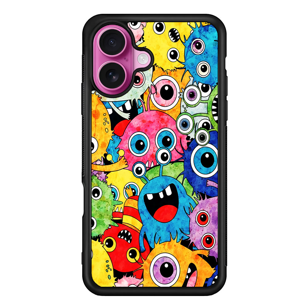 Cute Monster Doodle iPhone 17 Case | Slim Protective Rubber Phone Cover