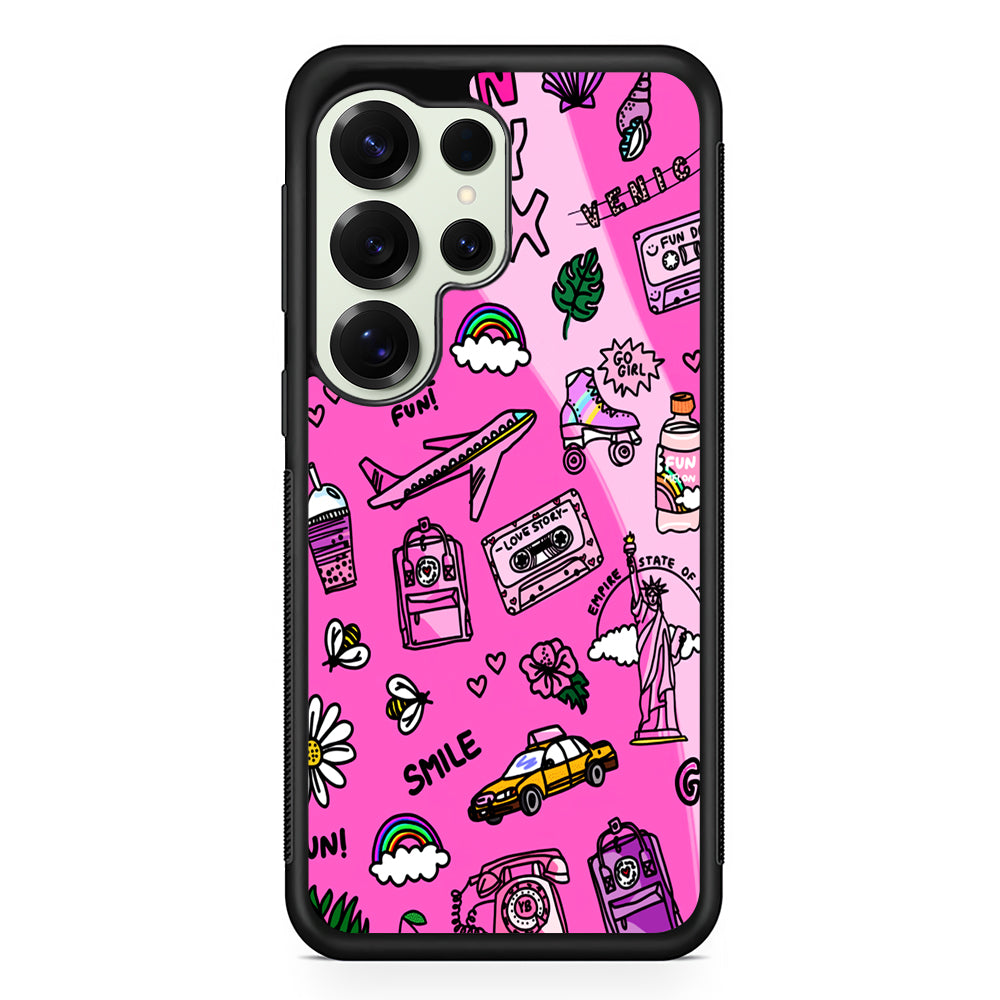 Pink Cute Girly Pattern Samsung Galaxy S25 Ultra Case | Durable Rubber Case for Samsung Galaxy S25 Ultra