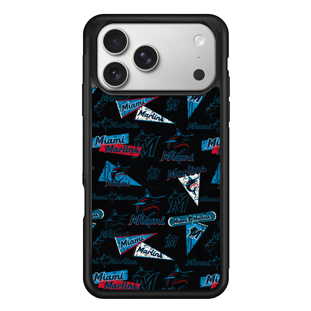 Miami Marlins Pattern iPhone 17 Pro Case | Slim Rubber Case for iPhone 17 Pro