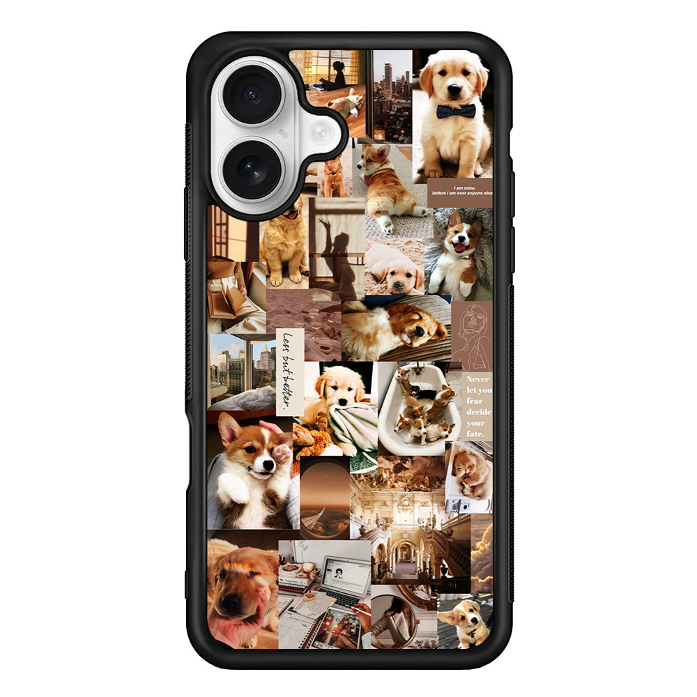 Cute Puppy Dog Aesthetic iPhone 16 Plus Case | Durable Protective Rubber Cover