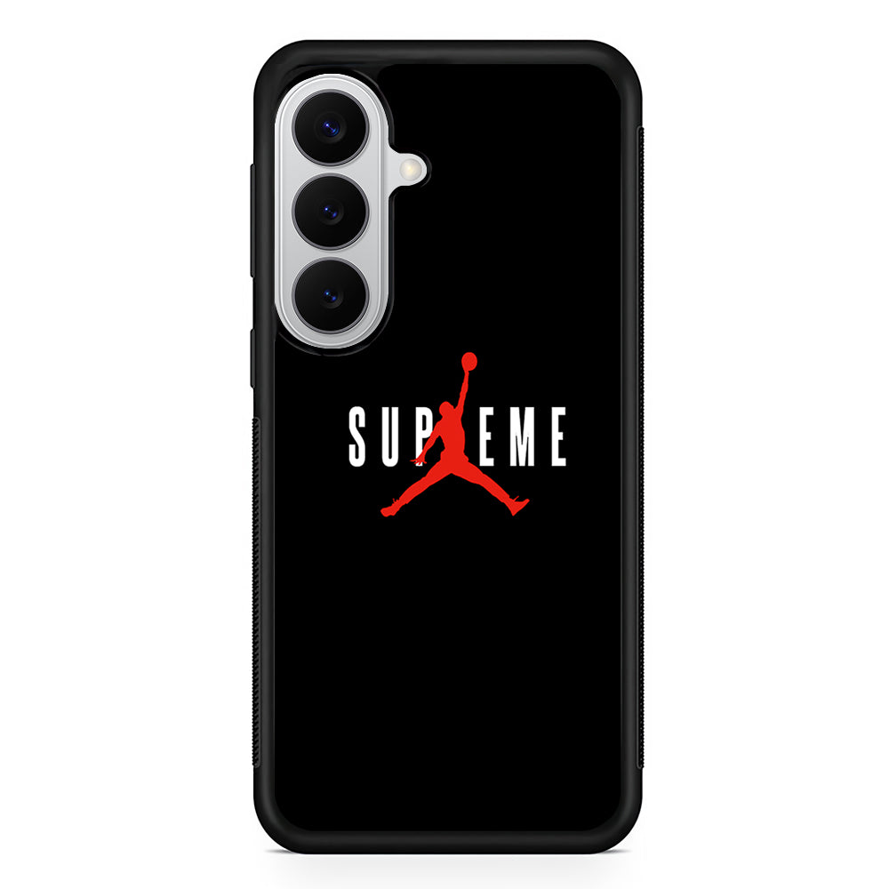 Jordan X Supreme Black Background Samsung Galaxy S26 Case | Slim Rubber Case for Samsung Galaxy S26