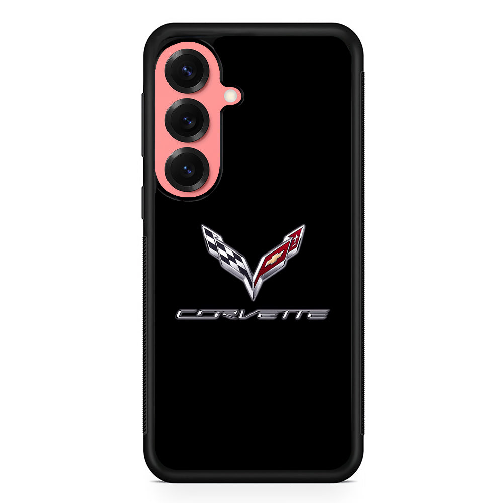 Chevrolet Corvette Logo Black Samsung Galaxy S25 Case | Slim Rubber Case for Samsung Galaxy S25