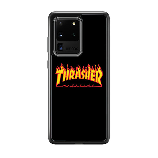 Thrasher Magazine Black Simple Fire Samsung Galaxy S20 Ultra Case | Slim Rubber Case for Samsung Galaxy S20 Ultra