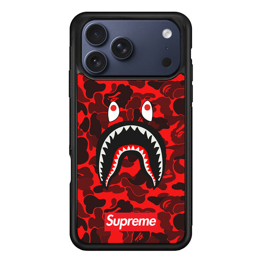 Bape Supreme Red Camo iPhone 17 Pro Max Case | Slim Rubber Case for iPhone 17 Pro Max