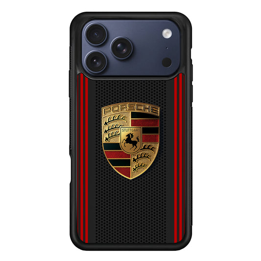 Porsche Gold Emblem iPhone 17 Pro Max Case | Slim Rubber Case for iPhone 17 Pro Max
