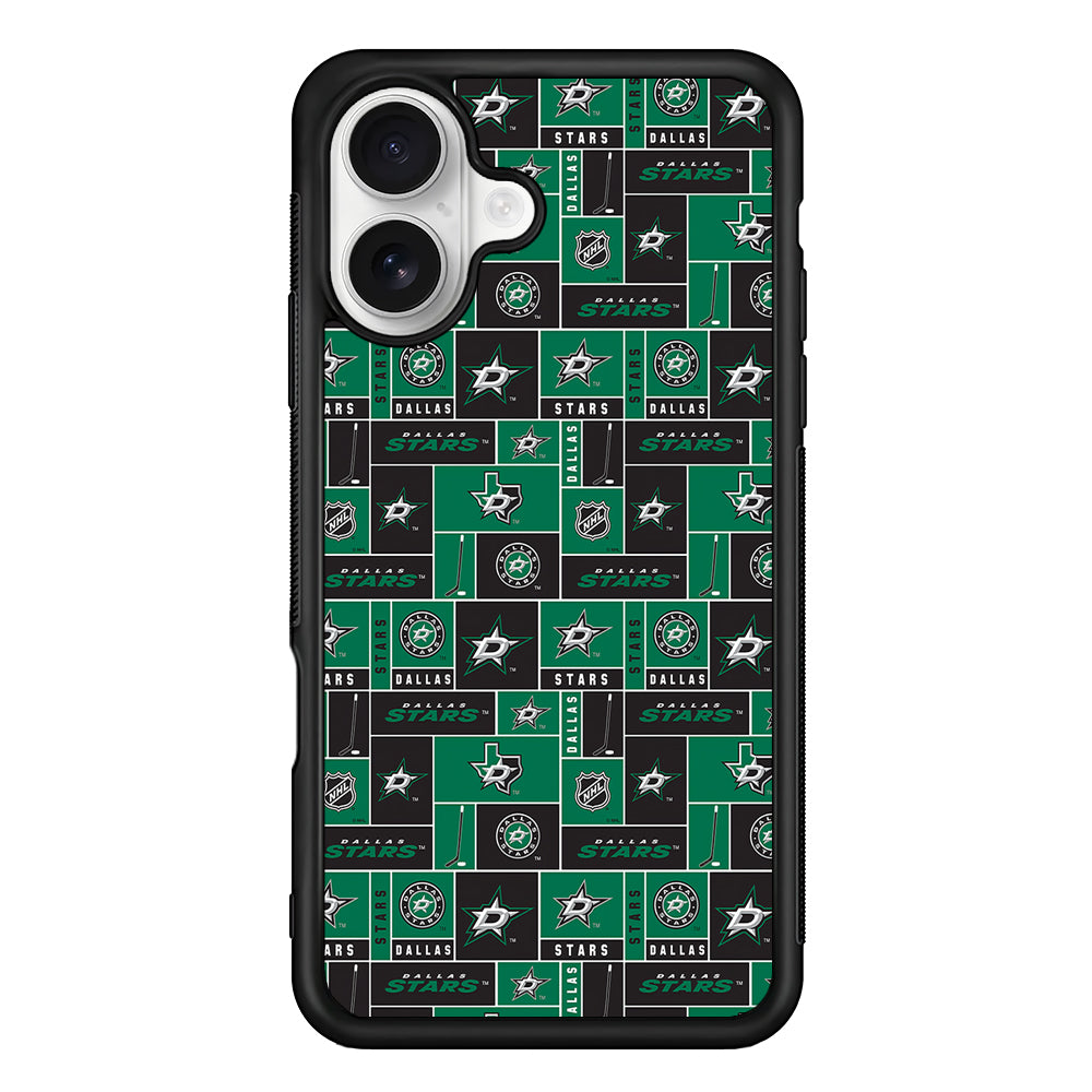 Dallas Stars Pattern iPhone 16 Plus Case | Durable Protective Rubber Cover