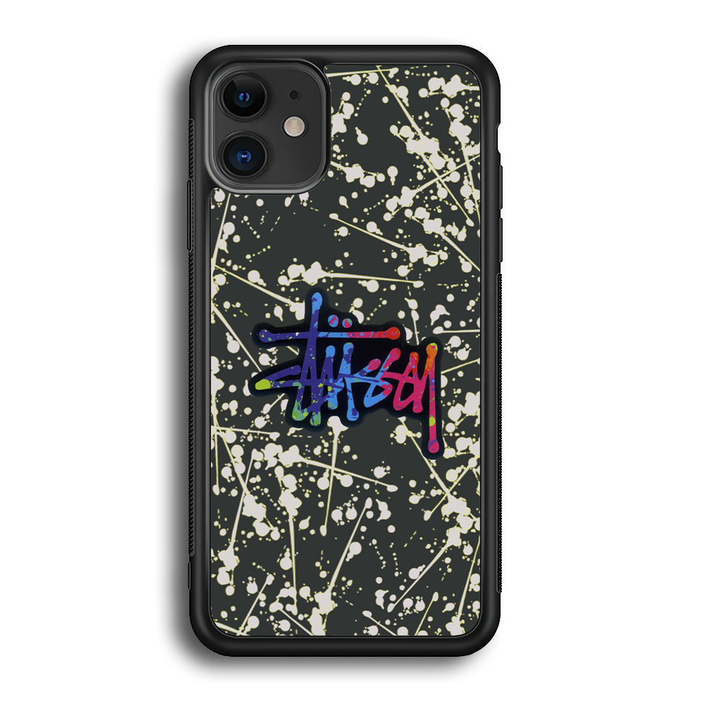 Stussy Splash Grey iPhone 12 Case | Slim Rubber Case for iPhone 12