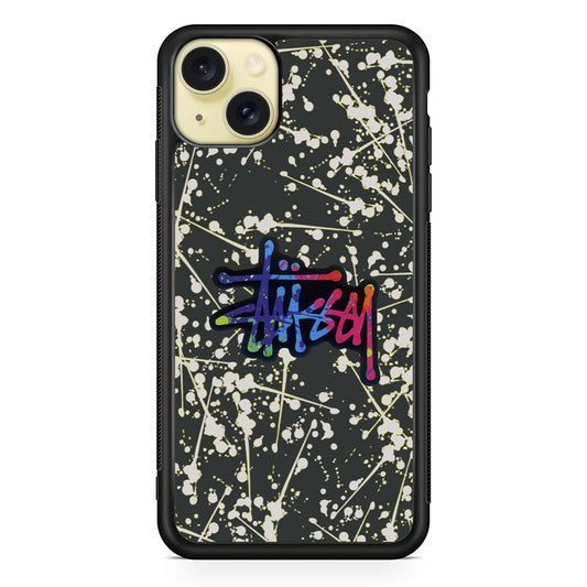 Stussy Splash Grey iPhone 15 Plus Case | Slim Rubber Case for iPhone 15 Plus