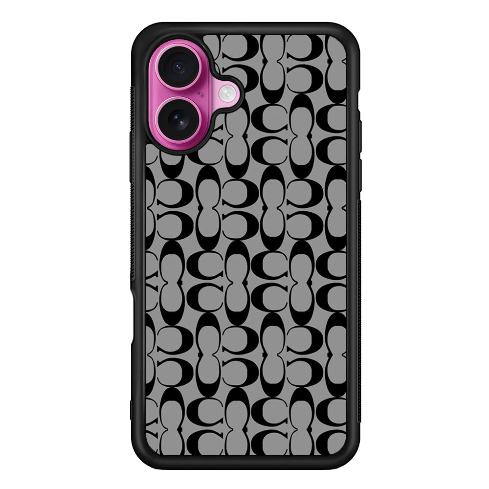 Coach Black Grey iPhone 17 Case | Slim Rubber Case for iPhone 17
