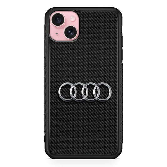 Audi Metal Against a Dark Carbon iPhone 15 Case | Slim Rubber Case for iPhone 15
