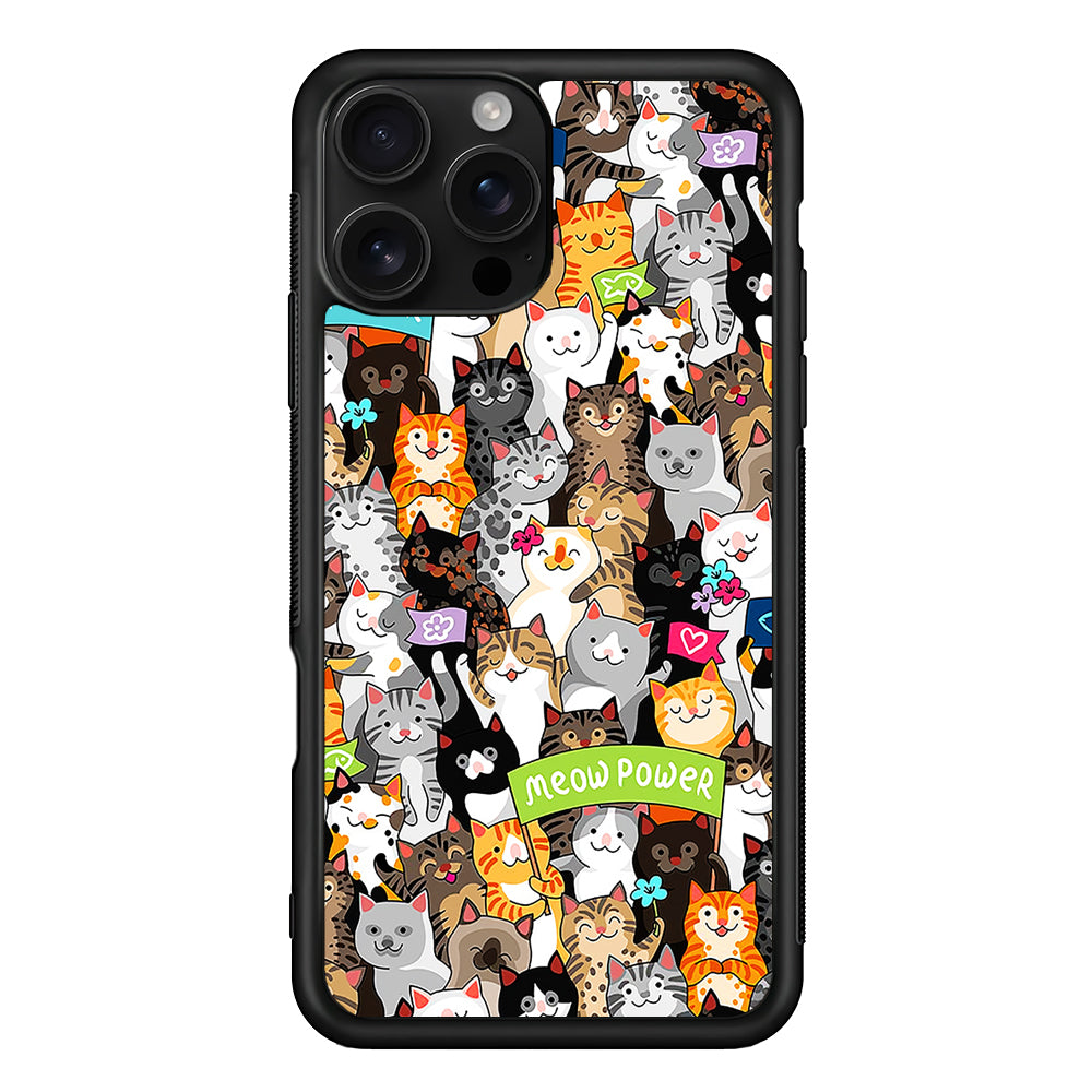 Cute Cats Meow Power iPhone 16 Pro Case | Durable Protective Case for iPhone 16 Pro