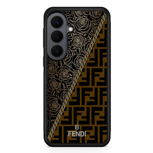Fendi Slices Black Rose Samsung Galaxy S26 Plus Case | Slim Rubber Case for Samsung Galaxy S26 Plus