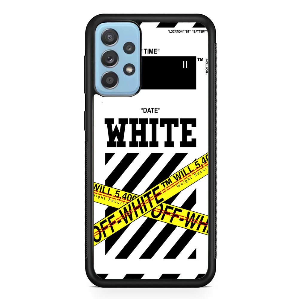 Off White Warning Line Samsung Galaxy A72 Case | Slim Rubber Case for Samsung Galaxy A72