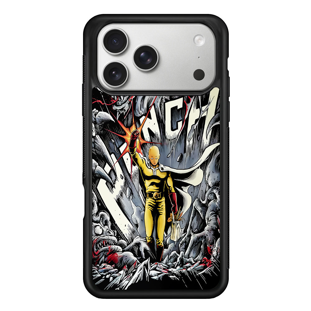 Saitama Hits The Monsters iPhone 17 Pro Case | Slim Rubber Case for iPhone 17 Pro