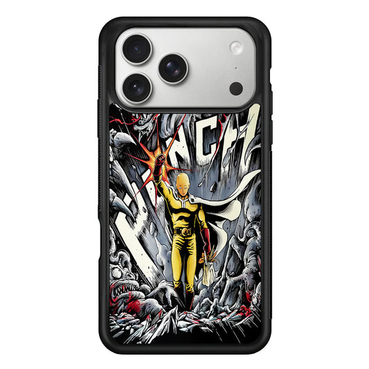Saitama Hits The Monsters iPhone 17 Pro Case | Slim Rubber Case for iPhone 17 Pro