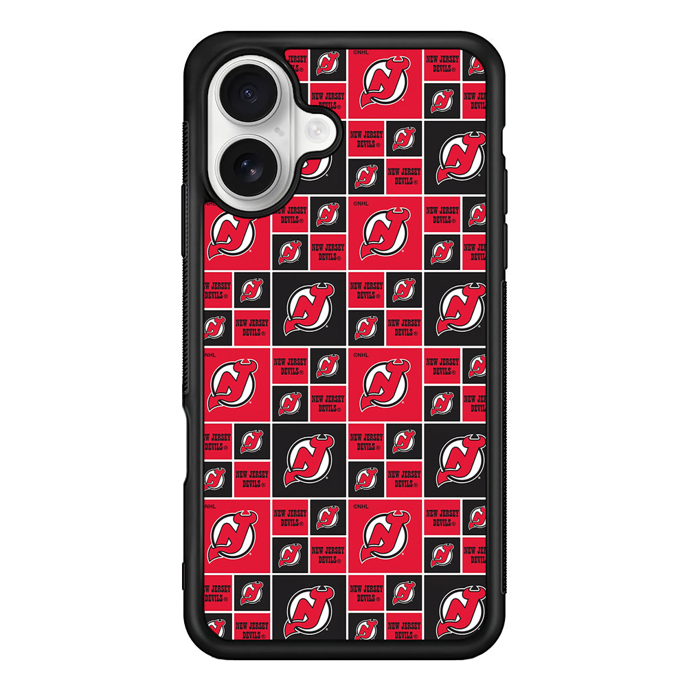 New Jersey Devils Pattern iPhone 16 Plus Case | Durable Protective Rubber Cover