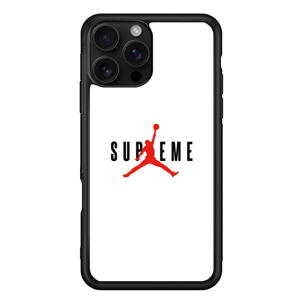 Jordan X Supreme White Background iPhone 16 Pro Case | Slim Rubber Case for iPhone 16 Pro