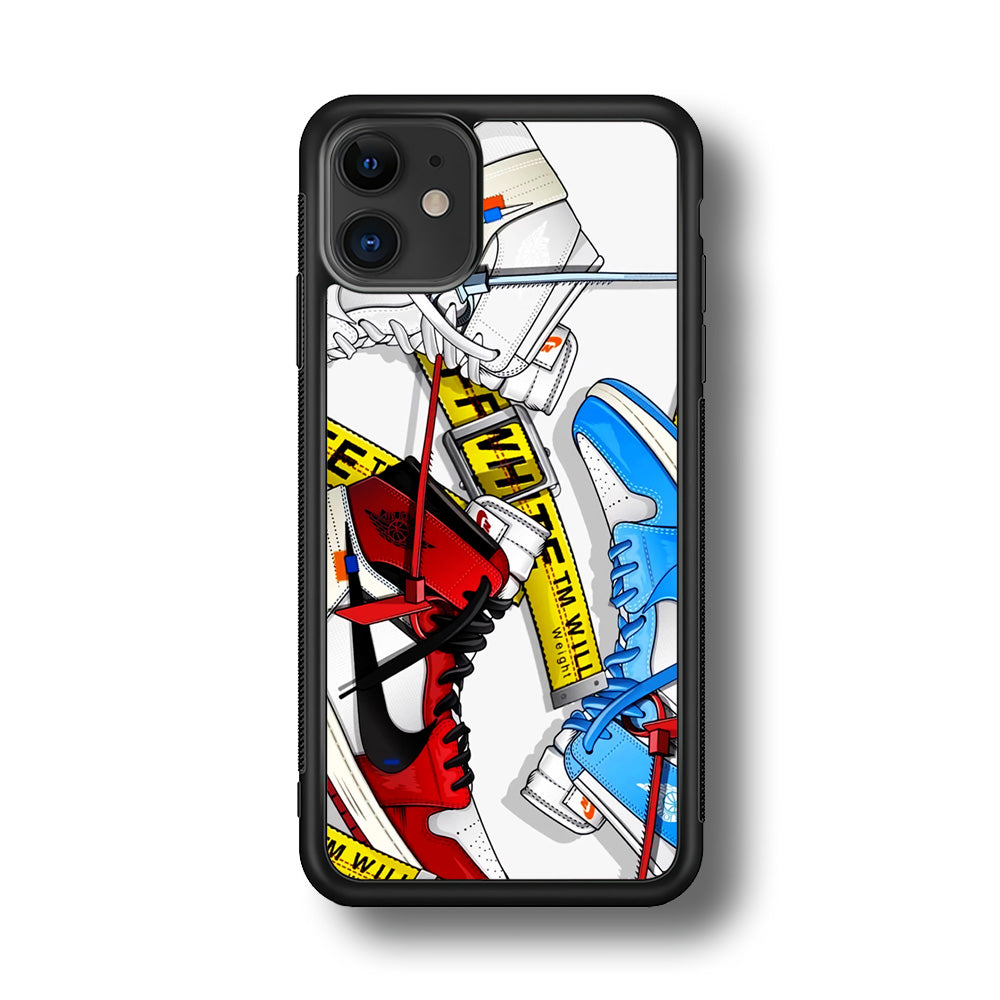 Nike Air x Off White Shoes Colase iPhone 12 Case | Slim Rubber Case for iPhone 12