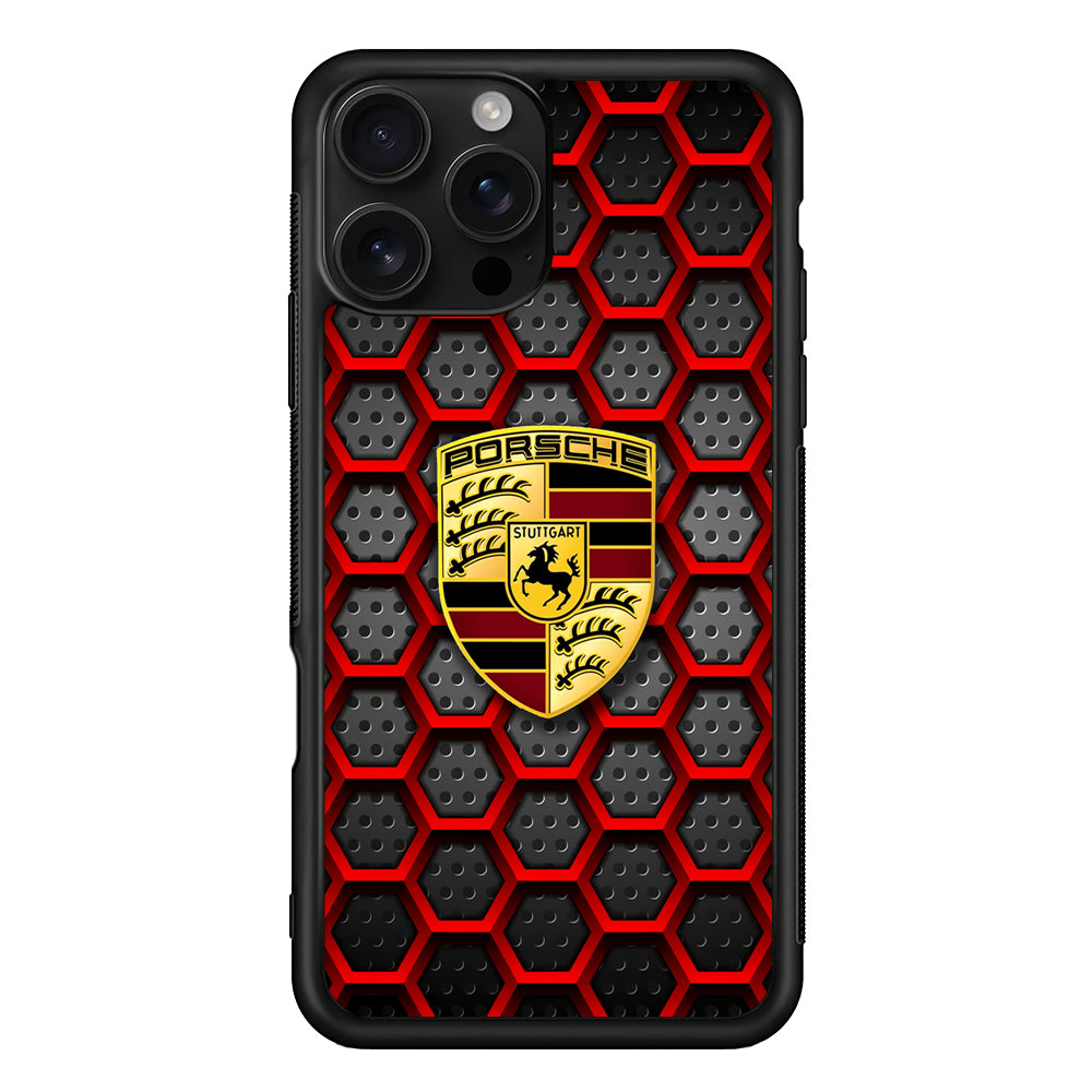 Porsche Red Hexagon iPhone 16 Pro Case - Stylish Protective Cover for iPhone 16 Pro