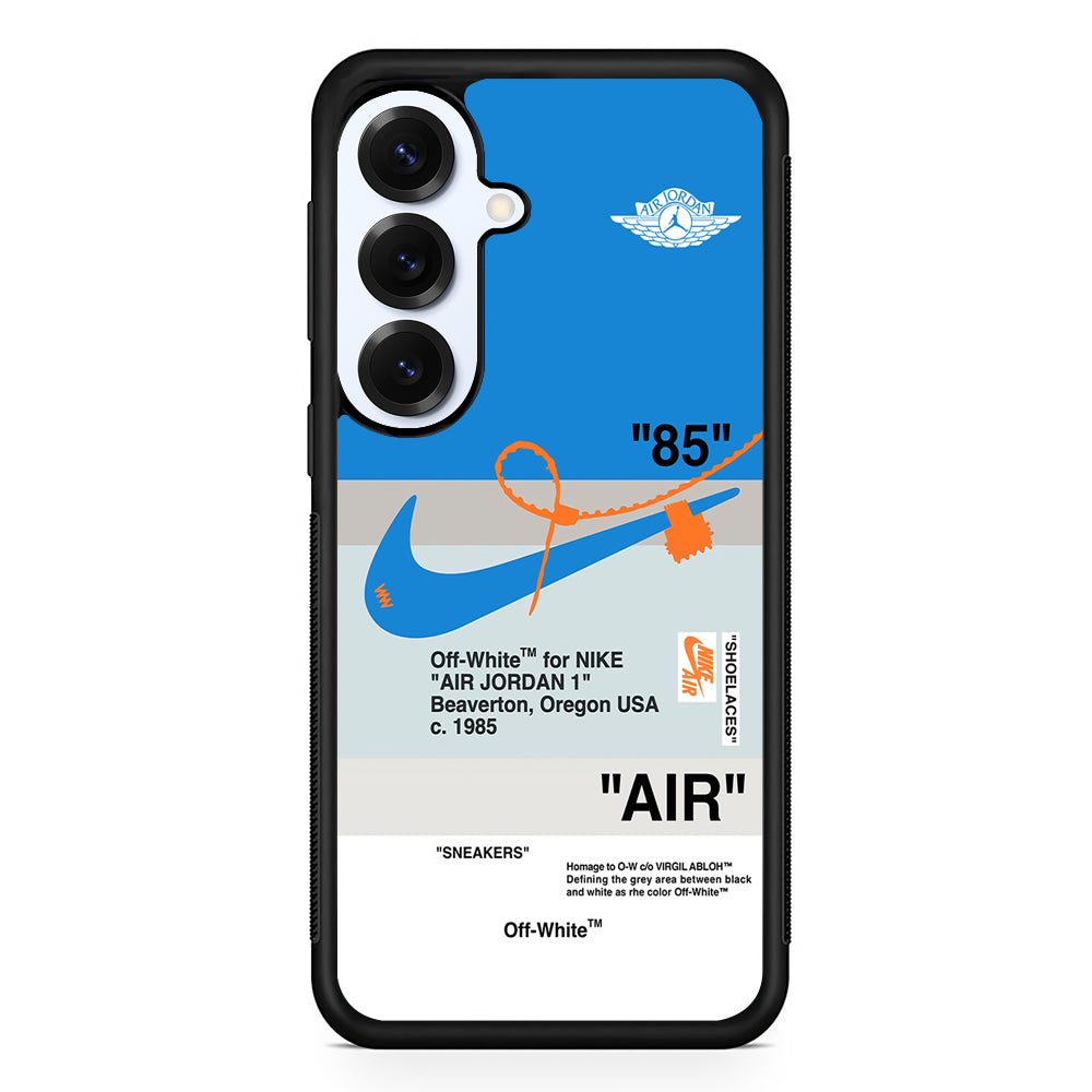 Off White x Nike Air Jordan Blue Samsung Galaxy S25 Plus Case | Slim Rubber Case for Samsung Galaxy S25 Plus