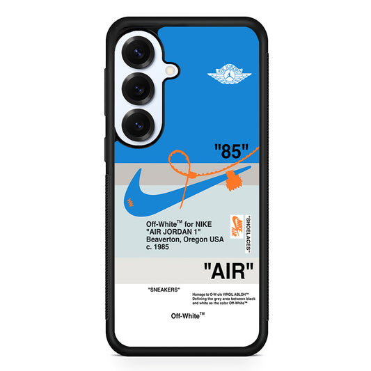 Off White x Nike Air Jordan Blue Samsung Galaxy S25 Plus Case | Slim Rubber Case for Samsung Galaxy S25 Plus