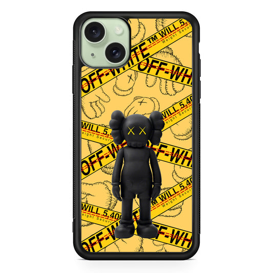 Kaws x Off White Yellow Belt iPhone 14 Plus Case | Slim Rubber Case for iPhone 14 Plus